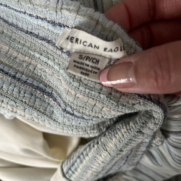 AMERICAN EAGLE OUTFITTERS Striped Blue White Halter Mini Dress size S - Picture 4 of 6